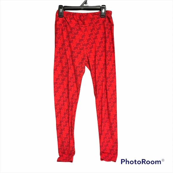LuLaRoe Cupid patterned one size leggings red - Picture 1 of 8